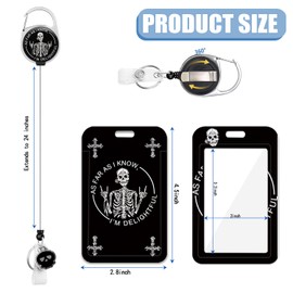 Skeleton Badge Holder, with Pendant and Retractable Keychain Badge Reel Skeleton Card Name Tag Vertical ID Protector Badge Clips for Nurse Nursing Doctor Teacher Student Office Work（Funny）
