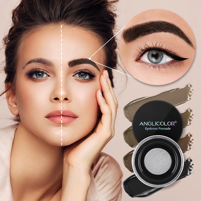 Anglicolor Eyebrow Pomade, Eyebrow Stamp and Eyebrow Stencil Set, Waterproof