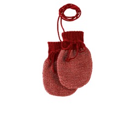 Disana Knitted Gloves, 100% Organic Merino Wool GOTS, IVN Best | with Knitted Cord | Newborn Baby Unisex | Baby First Equipment | Made in Germany, Bordeaux-rose
