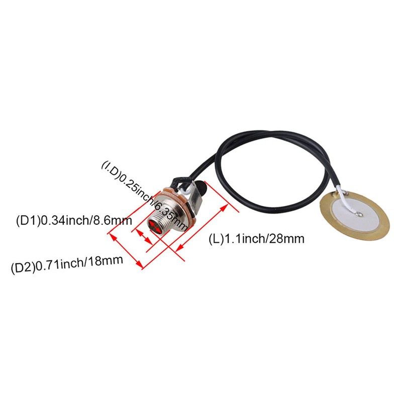 BQLZR Piezo Transducer Pickup 0.25inch Jack Mic Contact for Acoustic