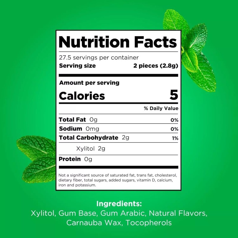 PUR Gum Aspartame Free Chewing Gum 100% Xylitol Natural Spearmint