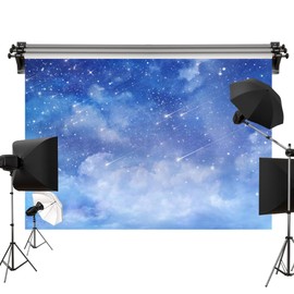 Kate 2.2x1.5m Starry Sky Backdrop Blue Sky Star Background Meteor Photography Props White Cloud Photography Decoration Studio Photography