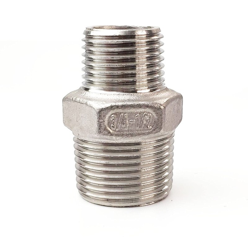 LOZOME 3/4" x 1/2" Male Hex Nipple Threaded Reducer Connector