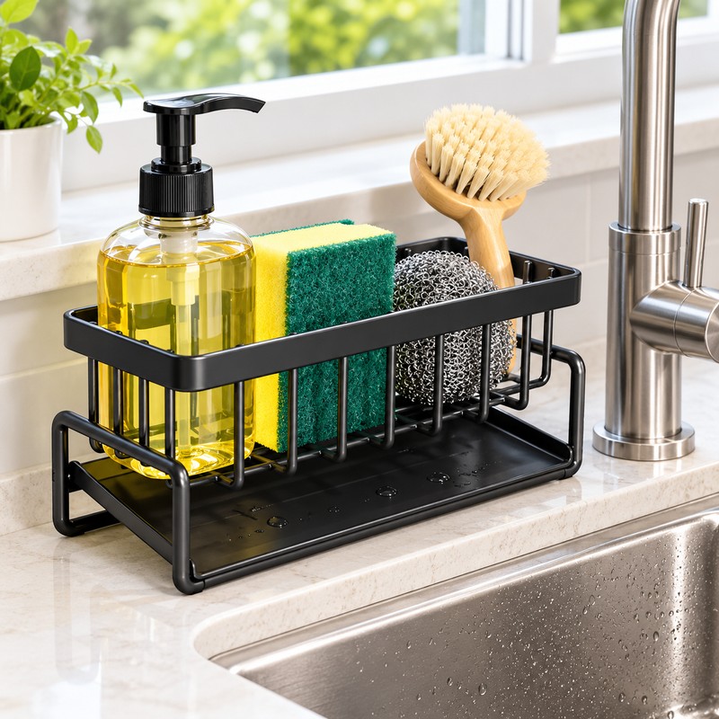 Stainless Steel Kitchen Sink Organizer – Sponge & Soap Drain