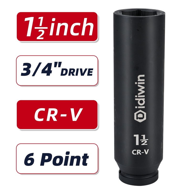 3/4" Drive 1-1/2" Extra Deep Impact Socket, 8"(200mm) Long