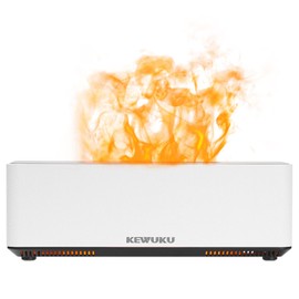 KEWUKU Essential Oil Diffuser and Humidifier with Flickering Flame Light, 10oz Ultrasonic, Quiet, Auto Shut Off for Bedroom, Office, Yoga