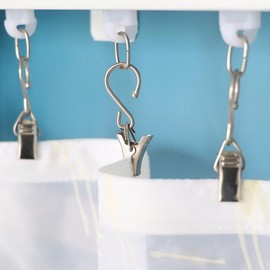 Refila S Hooks Curtain Clips, 50 Pack Hanging Party Lights Clips Hangers Gutter Photo, Art Craft Display, 1.8 Inch Long (Stainless Steel)