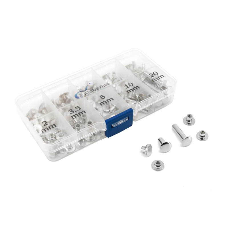 KLEBERINO Book Screws Assortment Box | 100 Pieces Bookbinding Screws