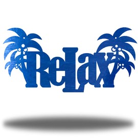 Riverside Designs Relax Word Coastal Beach Metal Wall Art | Made in USA | Multiple Colors and Sizes (Blue, 12")