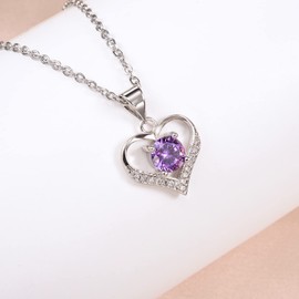 QianSiLi Heart Necklace, Crystal Necklace Women's 925 Silver Sparkling Women's Necklace, Two Rows of Diamonds Studded Choker Collar, Stunning Anniversary Gift for Her, Sterling Silver