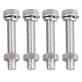 TA-VIGOR 4Pcs M8 x 45mm Hex Head Screws Bolts, Nuts, Flat & Lock Washers Kits, Fully Thread Hexagon Bolts, High Tensile Cap Screws for Metal Work, Automotive Machinery, Bike Motorcycles Repair