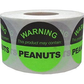 Food Allergy Warning Labels This Product May Contain Peanuts 1.5 Inch Round Circle Dots 500 Adhesive Stickers