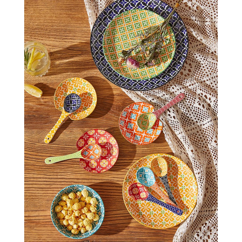 Metahom Ceramic Small Serving Spoons, Colorful Soup Spoon Set for