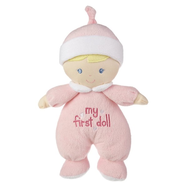 Ganz My First Doll Soft Plush Doll with Blonde Hair and Pink Outfit - I Rattle!