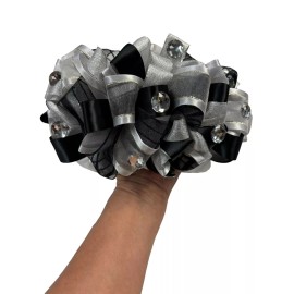 Don Cortez Mariachi Hair Bow OLG52-BSL14 Black Silver Large Bow