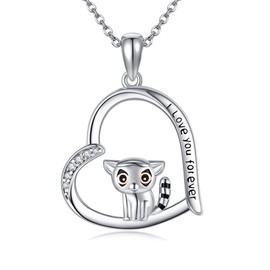 JERWLI Lemur Necklace 925 Sterling Silver Lemur Pendant Jewelry Gifts for Women Lemur Lovers