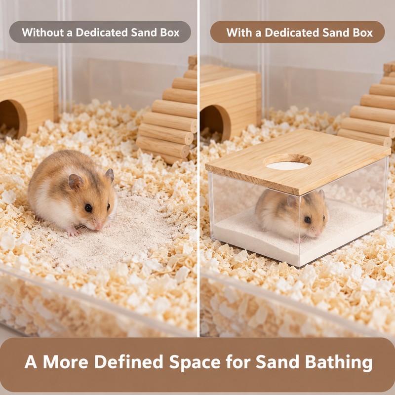 Transparent Hamster Sand Bath Box for Small Pets – Clear