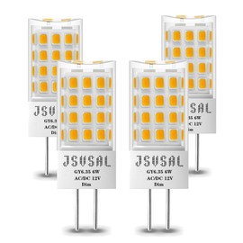 JSVSAL GY6.35/G6.35 LED Bulb Dimmable, T4 JC Type Bi-pin Base,AC/DC 12V Natural White 4000K,6W Equivalent to 50-65W G6.35/GY6.35 Halogen/Xenon/Incandescent Replacement Bulb,4-Pack