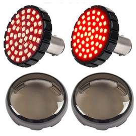 MotoParAcc 1157 Rear LED Turn Signal Lights, 2 Inch Bullet Red Brake Tail Light with Smoked Lens Cover fits Harley Sporster 1200, Dyna, Road King, Street Glide, Softail 2020
