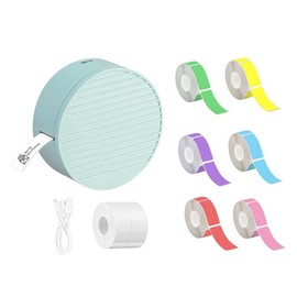 Portable LP1 Mini Wireless bluetooth Thermal Printer with 6 rolls of color and 2 rolls of white label stickers paper, USB-C fast charging , 5 in 1 for home work school travel gift:_Yellow LP1+8 rolls of mixed color labels