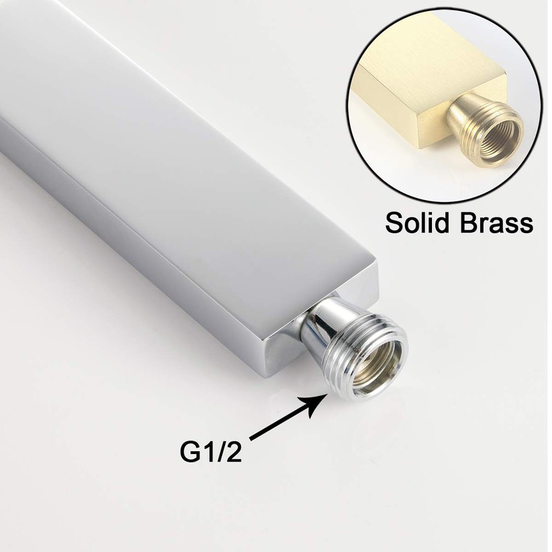 Square Solid Brass Hand Held Shower Head With Wall Connector