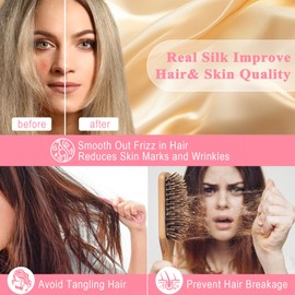 BYDHZN 100% Pure Silk Pillowcase 2 Pack for Hair and Skin, Both Sides 23 Momme Grade 6A+ Mulberry Silk Pillowcases with Hidden Zipper, Soft&Smooth Cooling Pillow Cases (Champagne, Queen 20x30)