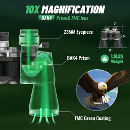 BOSTRON 10x50 Binoculars with Independent Eyepiece Adjustment for Outdoor