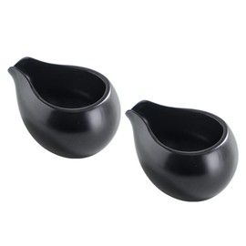 2 Pcs Mini Ceramic Coffee Milk Milk Jug Sauce Dipping Bowls for Kitchen Black