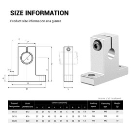 YIMATEECO Linear Motion Rail Clamp Guide Support, 4 Pieces SK20 Shaft Holder Made of Aluminium Alloy Shaft Support Vertical Optical Shaft Holder for 3D Printer Machines