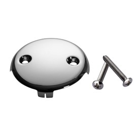 UNI-DRAIN Universal Bathtub Overflow Drain Face Plate 2 Hole Tub Overflow Drain Plate Matching Screws(Chrome)