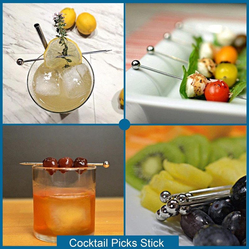 Cocktail Picks Set of 16 Stainless Steel Cocktail Decorations Skewers