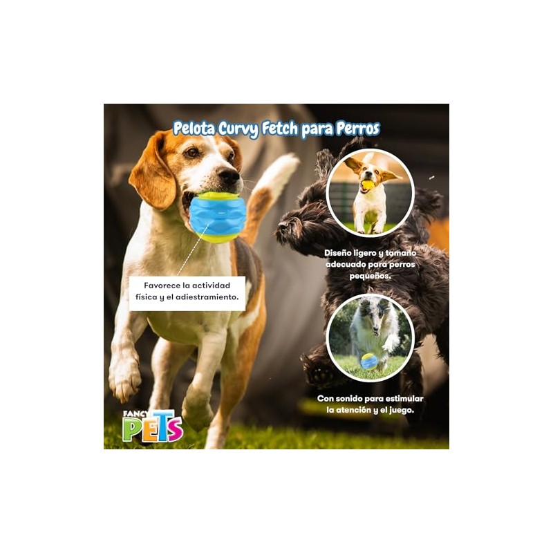 Fancy Pets Pelota Fetch Curvy Color Azul con Sonido para