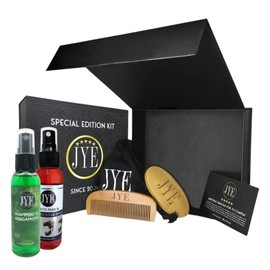 JYE Kit Cuidado de Barba y Bigote: Aceite de Hidratación, Shampoo de Bergamota, Piene y Cepillo Edición Especial