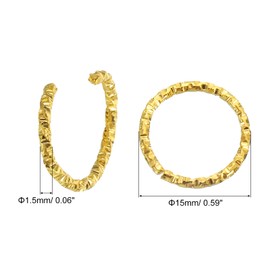 QUARKZMAN Pack of 50 Open Jump Rings, 15 mm Twisted O-Ring Connectors for DIY Crafts, Bracelets, Necklaces, Jewellery Making, Gold