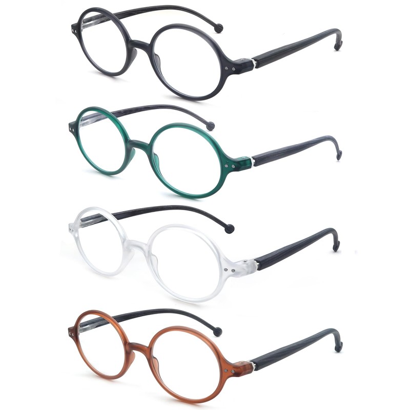 TISHUI Round Reading Glasses +2.50 for Women Men Blue Light