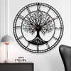 Dankeit Tree of Life Wall Clock, 24Inch Metal Black Family