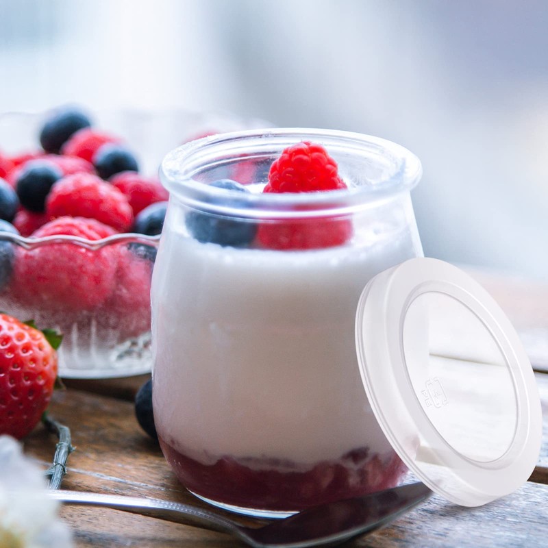 Hoolerry 10 Pcs Yogurt Jar Lids Set 2.64 Inch Clear