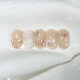 [Handmade Nail Tips] Vintage Rose Nail Tips - Short Oval / [수제네일팁] 빈티지로즈 네일팁 - 숏오벌