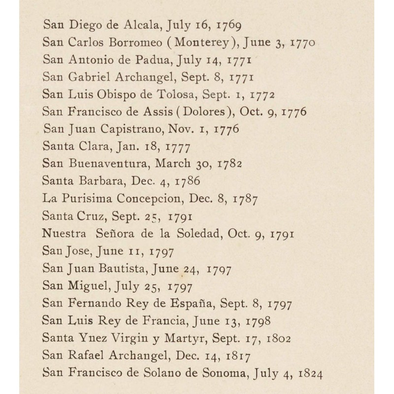 California Missions Map 1834 (1903) El Camino Real - Old