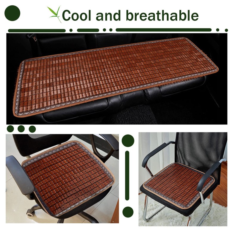Ecloud Shop Bamboo Cool Seat Cushion Mat Set, Square Chair