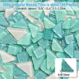 Colourful Glass Mosaic Tiles 200 g, Irregular Glitter Crystal Mosaic Stones Glass Pieces, Glass Tiles Glass Stones for Crafts, Home Decoration (Sky Blue)