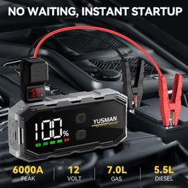 Car Jump Starter, 5000A 12V Jump Battery Pack (8.0 Gas/6.0L Diesel), Portable Jump Starter with Display, Car Jump Starter with Extended Smart Cables, Quick Charge 3.0, LED Light