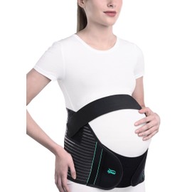 TYNOR Maternity Belly Band for Pregnant Women, Lightweight Pregnancy Back Support Belly Bands for Abdomen, Pelvic, Waist Abdominal Binder Back Brace Adjustable Maternity Belt (Black, Large)