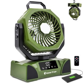GEERTOP 20000mAh Portable Camping Fan Rechargeable, Battery Operated Tent Fans with LED Lantern for Outdoor Backpacking Travel