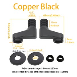 Gnimauhz Solid Brass Bathtub Wall Mount Shower Faucet Claw Foot Adjustable Swing Arm 3-3/8" Adapter Replacement Part (Black)