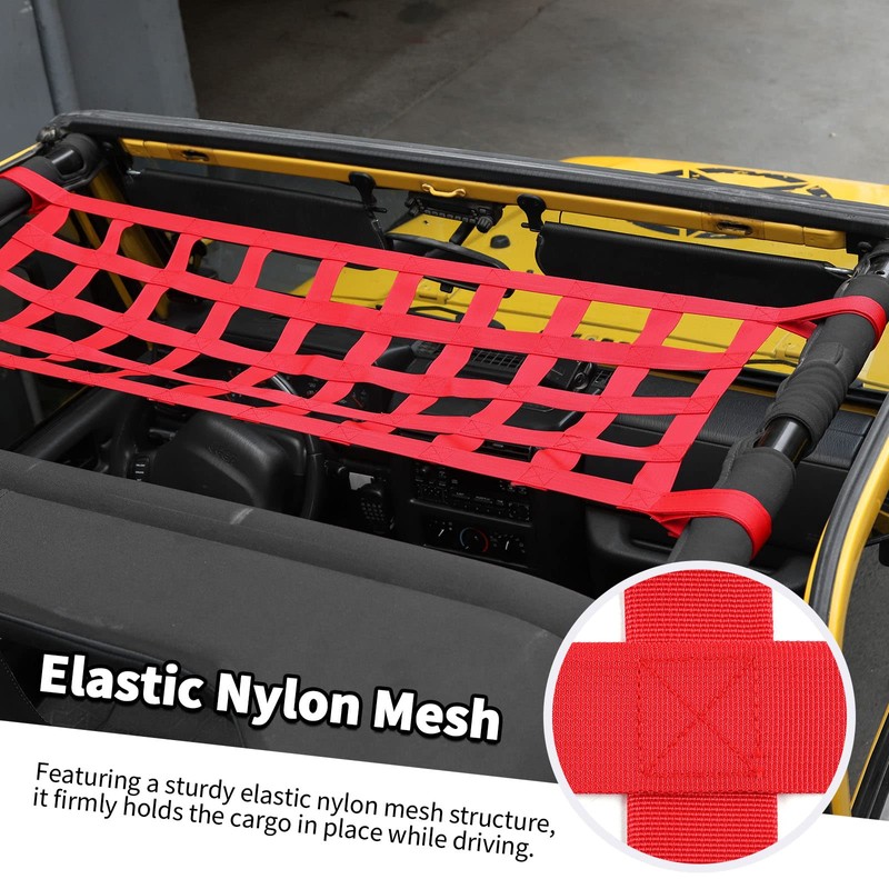 Cargo Net for Jeep Wrangler, Mesh Cargo Netting Top Hammock