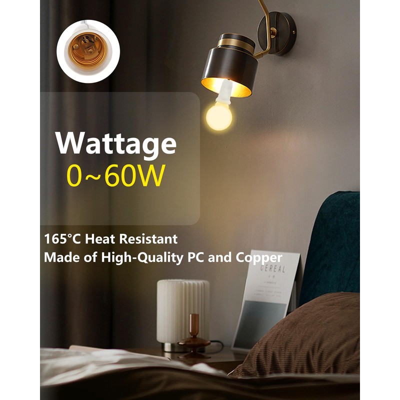 E26 Light Socket Extender Adapter, Flexible Socket Extension for Medium