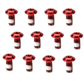 12PCS Bike Disc Brake Rotor Bolts Torx T25 Bolts M5x10mm Bicycle Rotor Screws for Road MTB Mountain Bike, Red