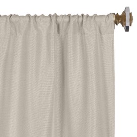 Superior Blackout Curtains, Room Darkening, Bedroom, Drapes, Kitchen, Living Room Window Accents, Sun Blocking, Thermal, Rod Pocket Header, Linen Collection, Set of 2 Panels, 26" x 63", Ivory