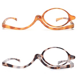 JM 2 Pairs Makeup Reading Glasses Magnifying Flip Down Cosmetic Readers for Women +2.0